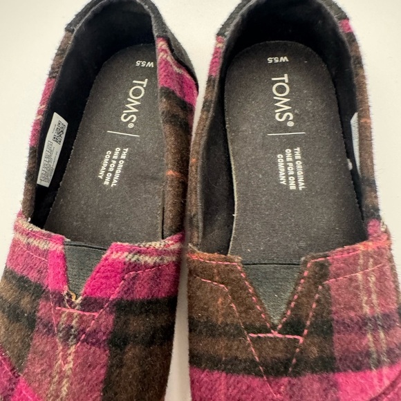 TOMS Women’s Fushia Cozy Plaid Ortholite Flats Shoes Size 5.5 - Picture 12 of 12